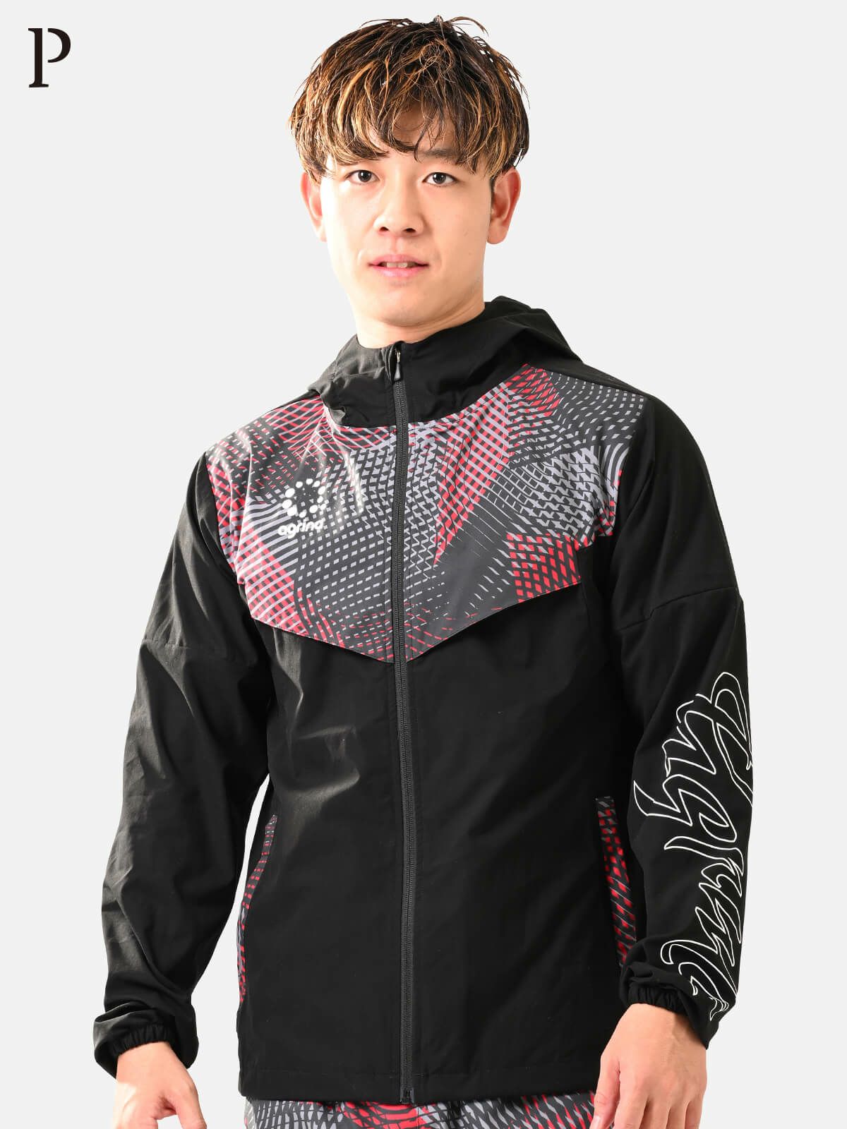 Premiumフェルザストレッチウーブンピステジャケット ag-0655 Black × Red