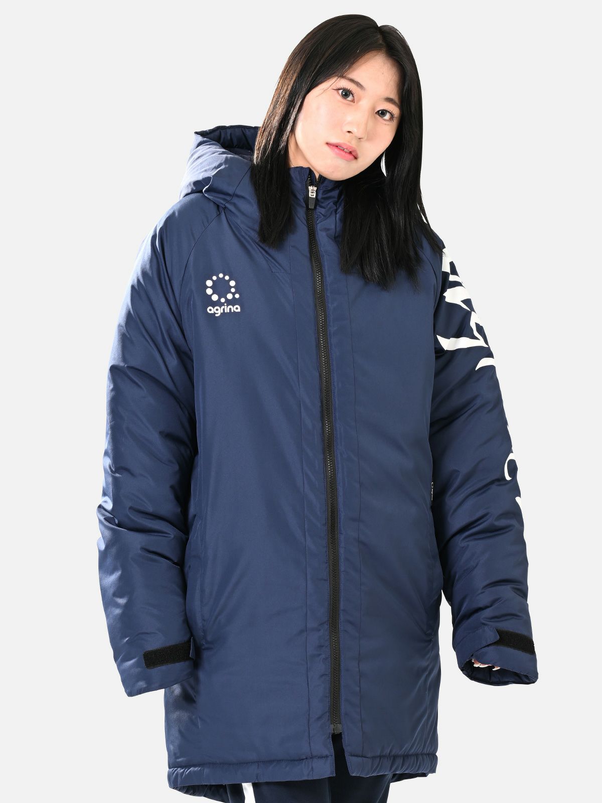【試着のみタグ付き】山内 コットンキュプラ・中綿入りベンチコート GRAY 山内】キュプラコットン中綿入りジップアップジャケット